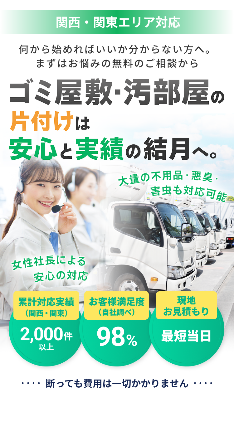 ゴミ屋敷・汚部屋の片付けは安心と実績の結月へ。